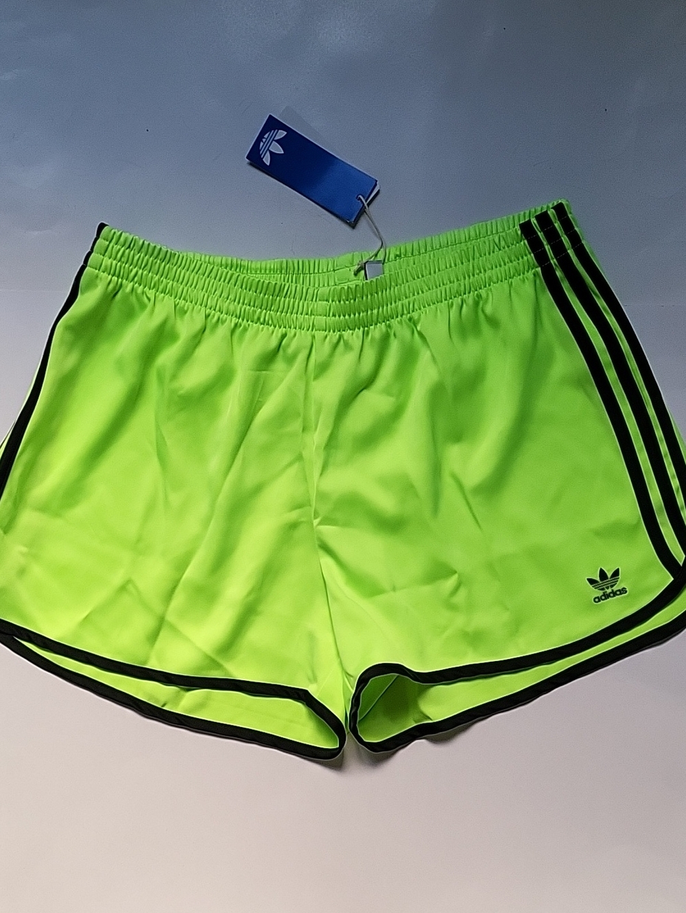 Adidas originals womens Satin shorts trefoil logo Size M XL Signal Green